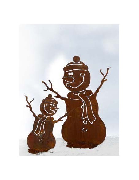 Deko Schneemann Kurti aus Rost Metall Winterdeko für den Garten