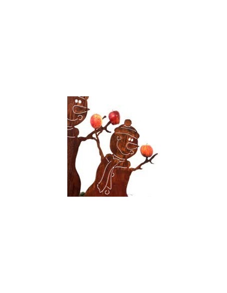 Deko Schneemann Kurti aus Rost Metall Winterdeko für den Garten