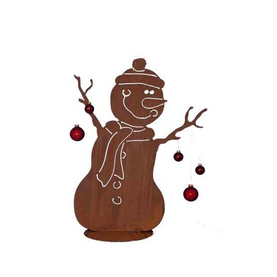 Deko Schneemann Kurti aus Rost Metall Winterdeko für den Garten