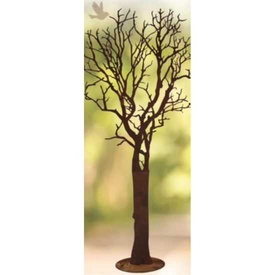 Deko Baum aus Metall als Gartendeko Baum Silhuette mit Ästen ohne Blätter mit Edelrost Echtrost