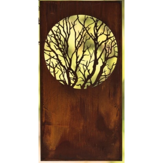 Sichtschutzwand Metall mit Ast und Baum als Motiv Sichtschutzzaun Edelrost kein Corten