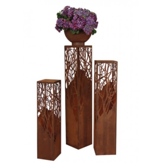 Säule "Albero" mit Ausschnitten auf 4 Seiten Höhe 99 cm für Terrasse,Vorgarten oder Eingangsbereich