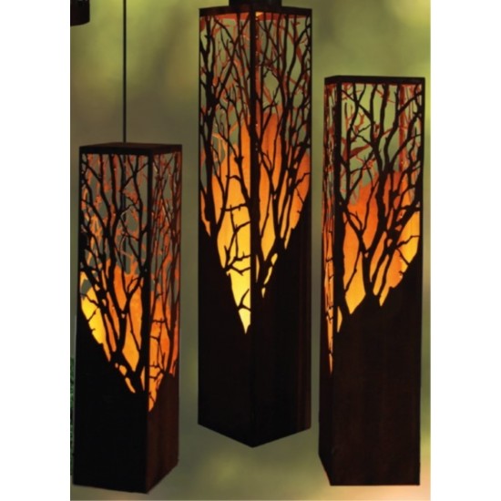 Säule "Albero" mit Ausschnitten auf 4 Seiten Höhe 145 cm, als Lampen auch im Innenbereich