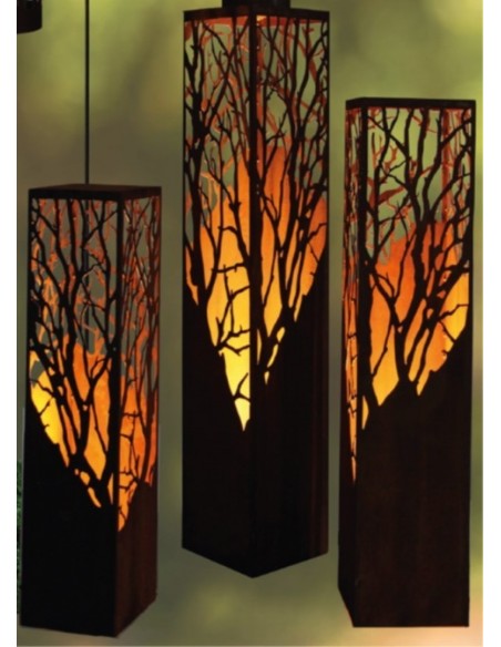 Säule "Albero" mit Ausschnitten auf 4 Seiten Höhe 145 cm, als Lampen auch im Innenbereich