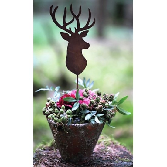 Gartenstecker Hirsch Mini Höhe 17cm, Breite 10cm, Stab ca. 25cm