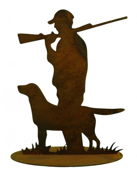 Geschenk für Jäger - Deko Figur Jäger mit Jagdhund aus metall Gartendeko Rost Geschenk für Jäger - Deko Figur Jäger mit Jagdhund aus metall Gartendeko Rost