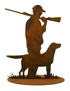 Geschenk für Jäger - Deko Figur Jäger mit Jagdhund aus metall Gartendeko Rost 2