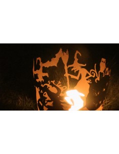 Feuerkorb aus Edelrost Motiv Hexe für schaurige Schattenspiele 2