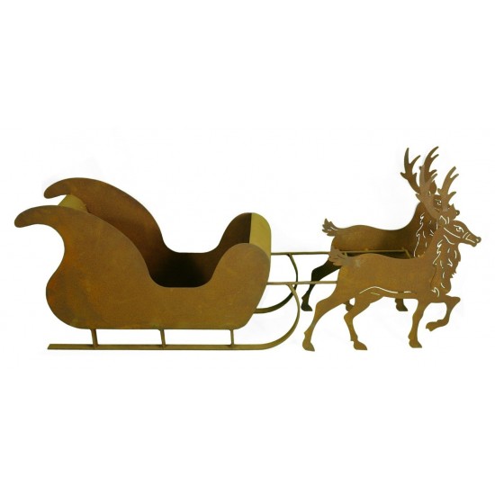 2er Rentier mit Deko- Schlitten 100 cm lang