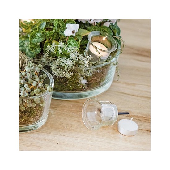 Kerzenhalter mit Dorn Glas Teelichthalter für Adventskranz