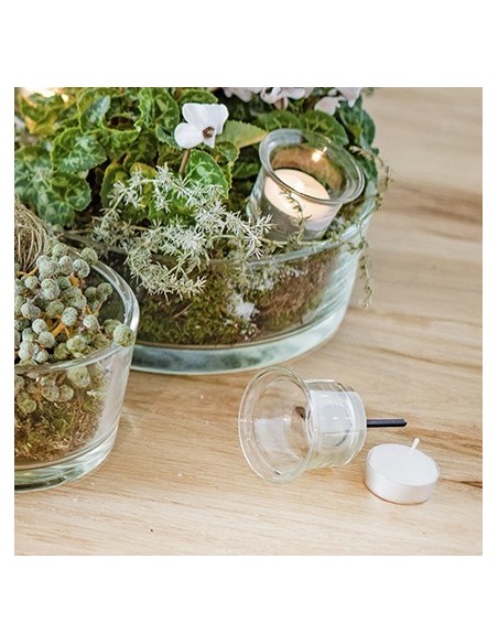 Kerzenhalter mit Dorn Glas Teelichthalter für Adventskranz