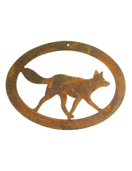 Edelrost Wildanhänger "Fuchs" oval als Geschenkanhänger für Jäger und Jagdfans oder Waidmannsdeko