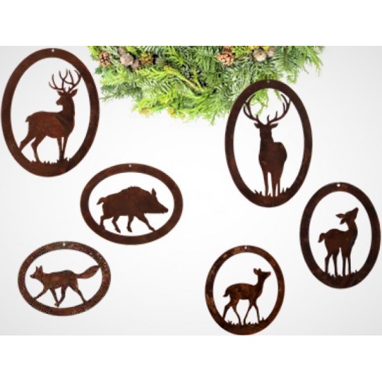 Wildanhänger aus Edelrost, Wildtiere, Waldtiere, Jägergeschenk oder Deko für Jäger und Jagdfans