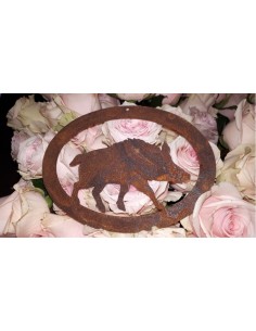 Edelrost Wildanhänger "Wildschwein" oval als Geschenkanhänger für Jäger und Jagdfans oder Waidmannsdeko 2