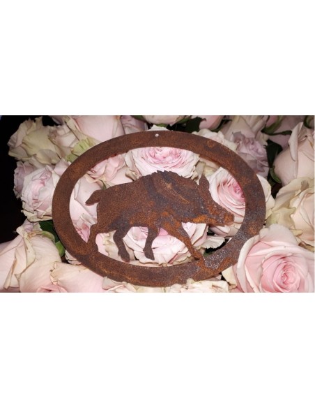 Wildanhänger "Wildschwein" aus Edelrost, Wildtieranhänger, Walddeko, Geschenk und Deko für Jäger, Tischdeko