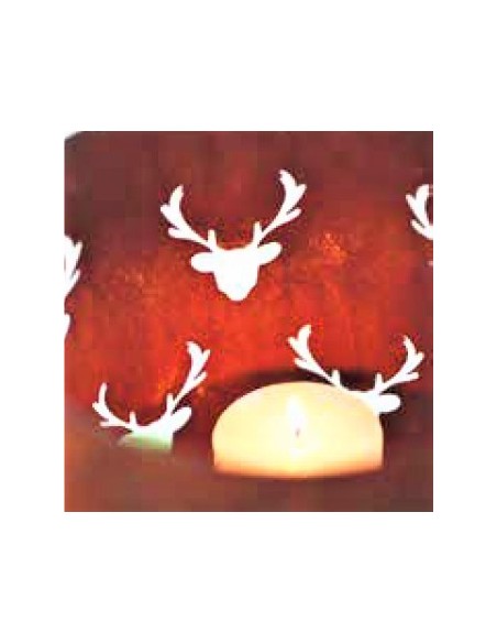 Windlicht mit Hirschkopfmuster aus Edelrost klein, Metalldekoartikel, Jägergeschenk, Weihnachtsdeko