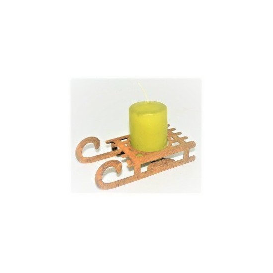 Edelrost Teelichthalter Schlitten Höhe 3 cm, Breite 5 cm, Länge 11 cm