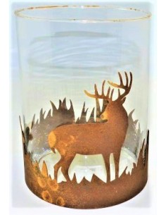 Edelrost Hirschring inkl. Glas, Höhe 15 cm, Durchmesser 15,2 cm