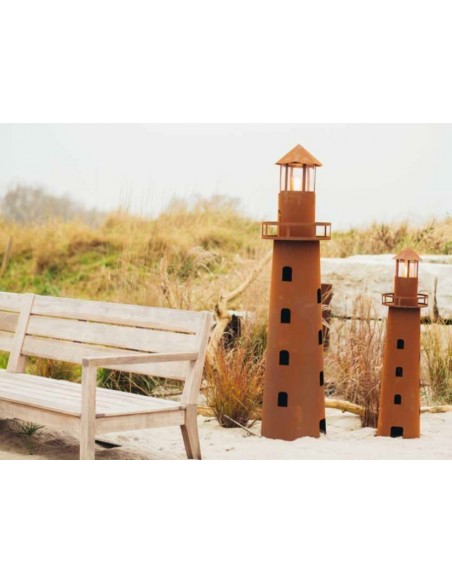 Deko Leuchtturm aus Metall für den Garten - Gartendeko maritim mit Edelrost vom Metallmichl