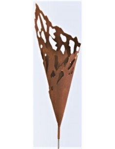 Edelrost Tüte ' Vecchio', Höhe 55 cm, auf Stab Höhe 120 cm