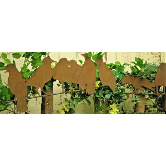 Edelrostdeko-Raben auf Stange 3er Gruppe Variante3 - Stimmungsbild 2