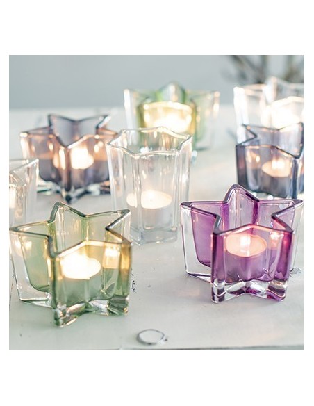 Stern Teelichthaler Weihnachten aus grau gefärbtem Glas