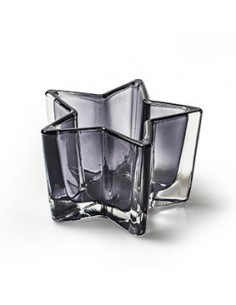 Stern Teelichthaler Weihnachten aus grau gefärbtem Glas