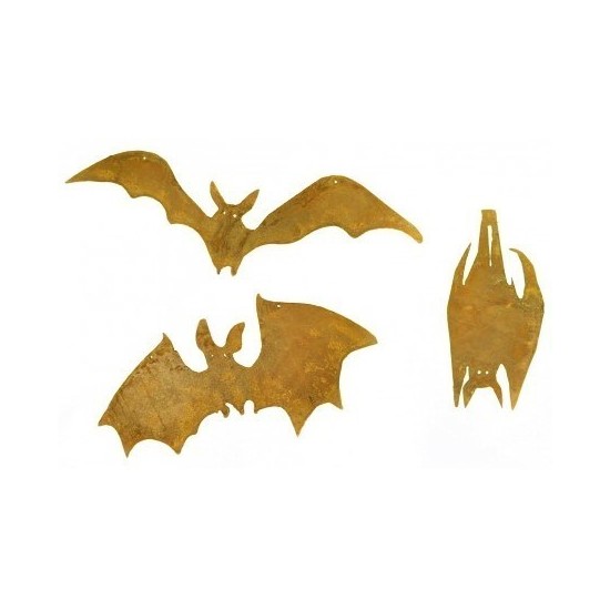 Edelrost Fledermäuse verschiedene Varianten zum Hängen, Gruppenbild