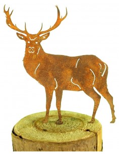 Edelrost Hirsch - Stecker zum Einschrauben in Holz - klein, Höhe 13 cm 2