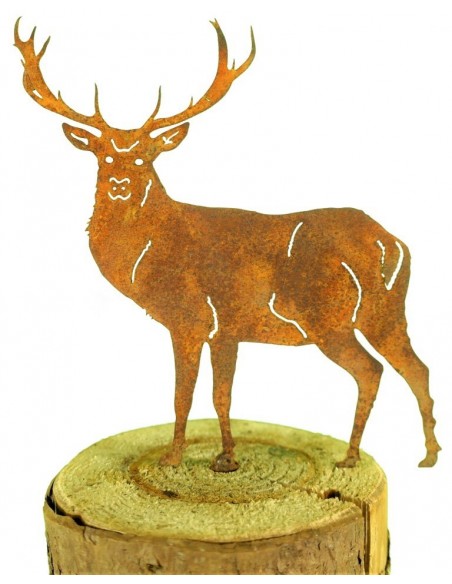Metallstecker Hirsch klein mit Edelrost Patina als Gartendeko, Beetstecker - Stimmungsbild 