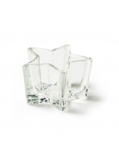 Telichthalter aus Glas in Sternenform Höhe 6,5cm|Weihnachtsdeko aus Glas