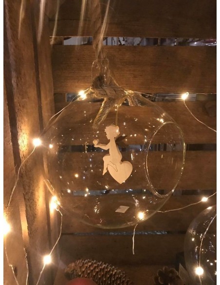 XL Weihnachtskugel aus Glas mit Kordel  Höhe 21cm