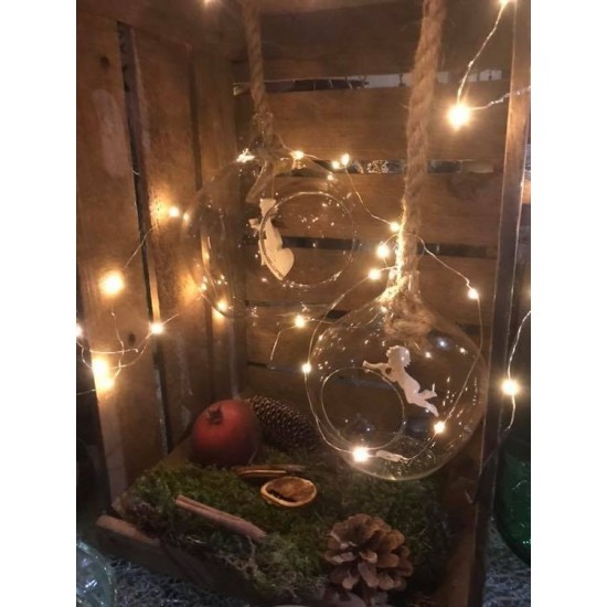 XL Weihnachtskugel aus Glas mit Kordel  Höhe 21cm