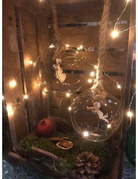 XL Weihnachtskugel aus Glas mit Kordel  Höhe 21cm