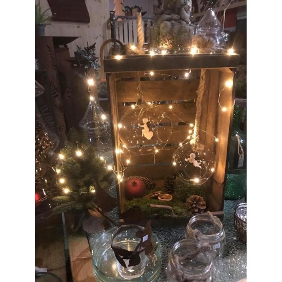 XL Weihnachtskugel aus Glas mit Kordel  Höhe 21cm