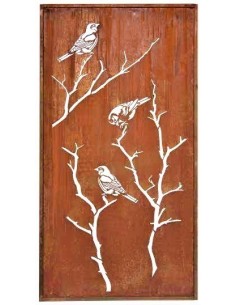 Edelrost Sichtschutzwand "Meisen auf Ast", Höhe 200 cm, Breite 100 cm