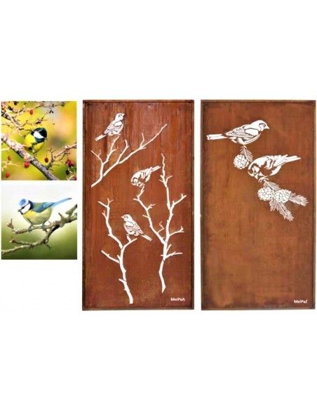 Sichtschutzwände "Meisen" aus Edelrostblech Stimmungsbild