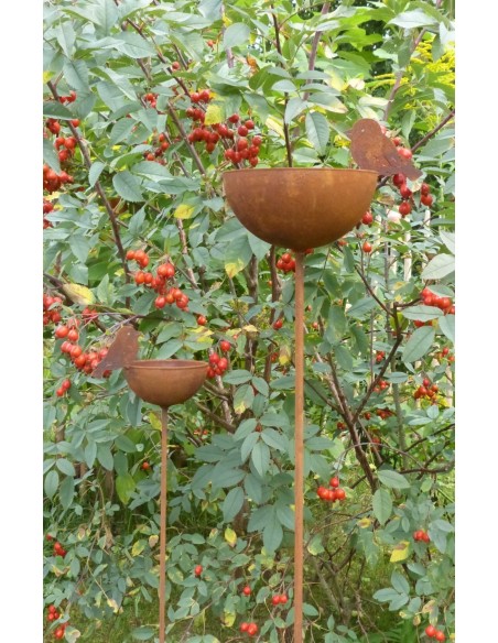 Vogeltränke Metall für den Garten als Gartenstecker - Metall Vogel Tränke Eisen