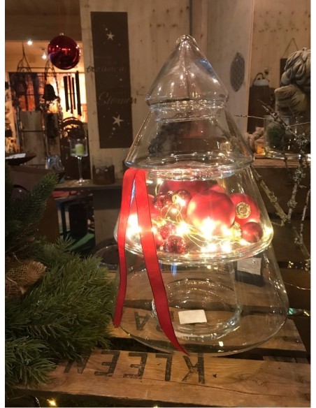  Deko Weihnachtsbaum Glas als Keksdose Höhe 39cm| Deko Etagere für Weihnachtsdeko im Glas