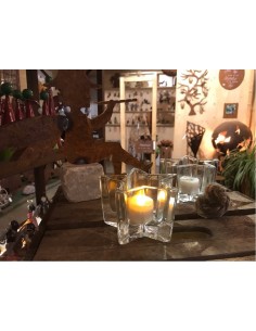 Telichthalter aus Glas in Sternenform Höhe 6,5cm|Weihnachtsdeko aus Glas 2