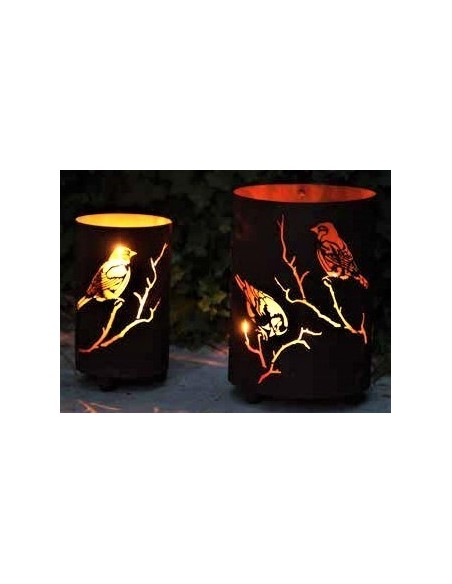 Edelrost Windlicht "Meisen" Stimmungsbild  Edelrost Windlicht "Meisen" Stimmungsbild