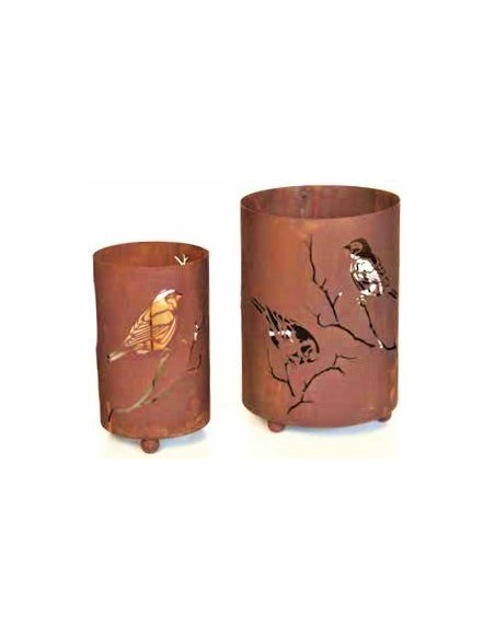 Edelrost Windlichter "Meisen" beide Größen 	 Edelrost Windlichter "Meisen" beide Größen
