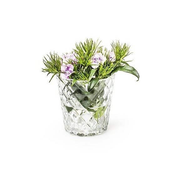 Teelichthalter aus durchsichtigem Glas