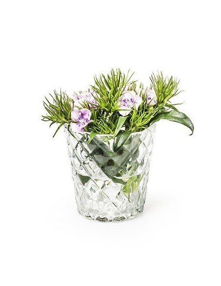 Teelichthalter aus durchsichtigem Glas