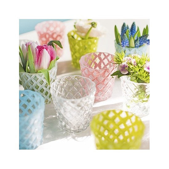 Teelichthalter aus durchsichtigem Glas