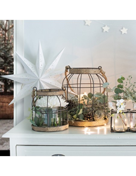 Deko Laterne aus Metall mit inegriertem Kerzenhalter 