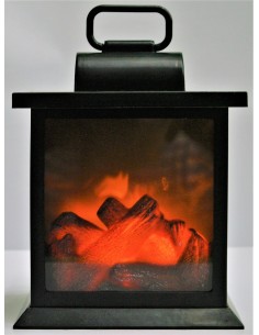 Kunststoff Laterne mit Kaminfeuer klein - Var1 - batteriebetrieben 2