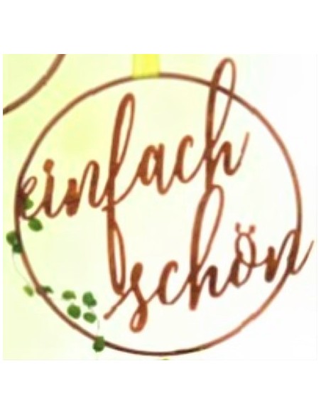 Edelrost Schriftzug "einfach schön" im Ring aus Metall, Ø 40 cm