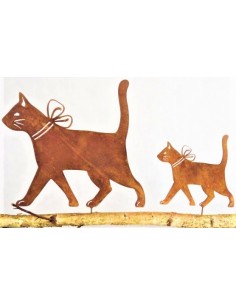 Edelrost Katze mit Schleife als Baumstecker - klein Höhe 16 cm, Breite 18 cm 2