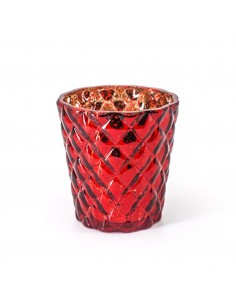 weihnachtlicher Teelichthalter aus Glas in festlichem Rot |Weihnachtsdeko aus Glas